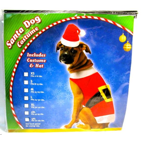 Rasta Imposta Dog Costume Santa Suit with Hat Size Large for 24 - 32 Pounds - Picture 1 of 1